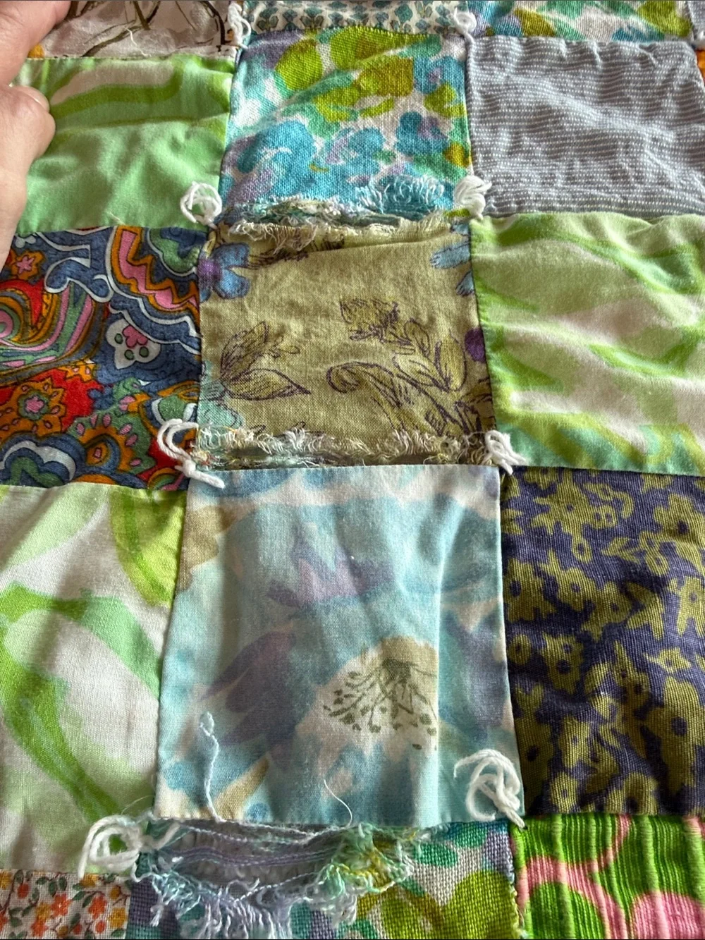 Vintage Handmade Patchwork Quilt - Multi-Color Cozy Bedspread